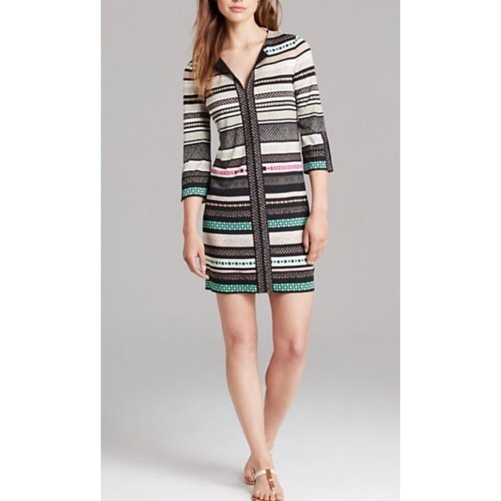 Diane von Furstenberg DVF Rose Silk Shift Dress Geometric Print Size 0